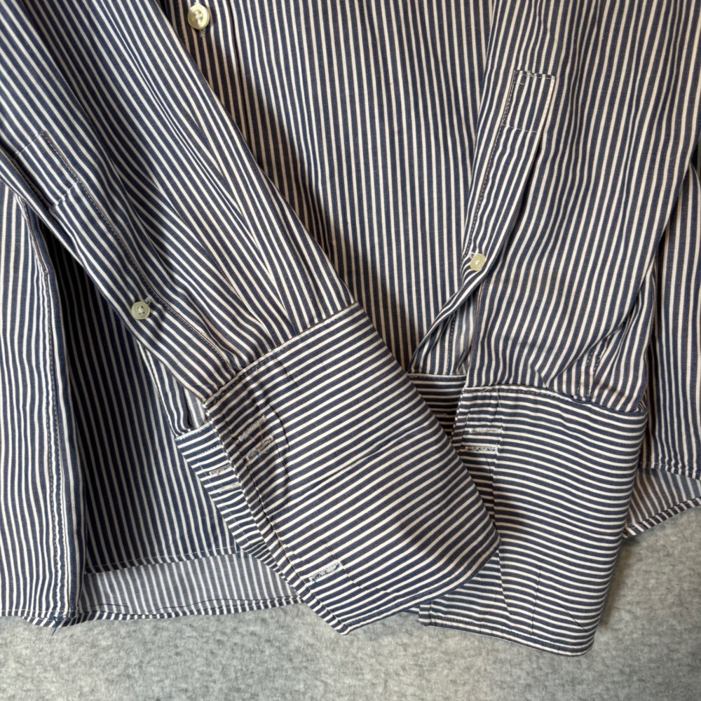 Michael Kors Mens 15.5 34/35 Button Down Shirt Striped Blue‎ White Regular Fit - Picture 3 of 9